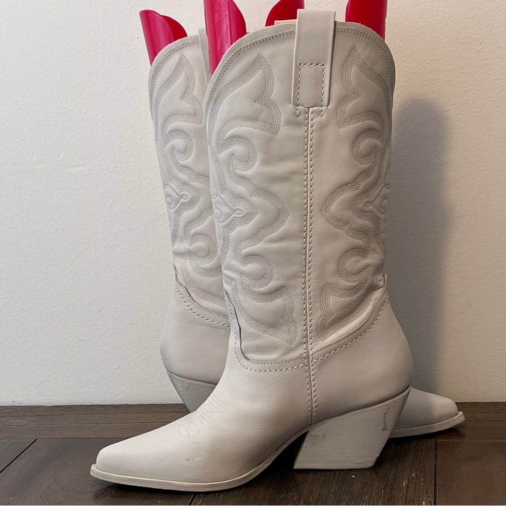 Steve Madden West White Heeled Western Cowgirl Boots Womens size 10 - Picture 5 of 12